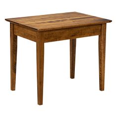 a small wooden table with two legs and a square top on an isolated white background