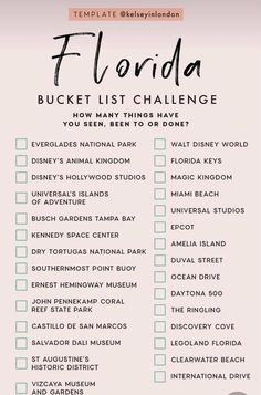 the florida bucket list is shown in this image