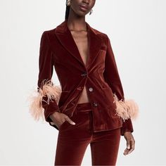 Purchased On Shopbop, Past Return Window. Don’t Love The Color On Me, But This Is A Beautiful Jacket / Blazer Winter Sweater Outfits, Double J, Best Of Italy, Fall Outfits For Work, Winter Outfits For Work, Velvet Jacket, Jacket Blazer, Latest Design, Pink Red