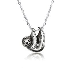 PRICES MAY VARY. 💖 Design: A cute animal necklace from the sloth collection.Made with 925 sterling silver plus oxidation process,classical,cute and fashion.It's fit any occasion. 💖 Material: 925 sterling silver sloth necklace ,hypoallergenic,tarnish resistant,nickel-free,lead-free,cadmium-free,suitable for long-term wear,not contain any allergic element. 💖 Size: The sloth pendant:0.52 inch *0.56 inch, chain Length:18 +2 inch extension chain.Packaging: 1x animal necklace; 1 x polishing cloth a Cute Silver Clavicle Chain Jewelry, Cute Silver Stainless Steel Jewelry, Nickel-free Novelty Pendant Necklaces, Cute Silver Jewelry With Adjustable Chain, Nickel-free Novelty Pendant Necklace, Cute Nickel-free Stainless Steel Jewelry, Novelty Nickel-free Pendant Necklace, Cute Silver Hypoallergenic Necklace, Silver Novelty Necklaces With Charms