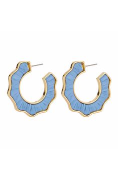 Darby Hoop Earrings Light Blue - Mignonne Gavigan - Color Game Blue Hoop Earrings For Spring, Trendy Blue Hoop Earrings For Spring, Elegant Blue Hoop Earrings For Summer, Mignonne Gavigan, Romper And Jacket, Jumpsuit Jacket, Accessories Jewelry Earrings, Scarf Jewelry, Metal Hardware