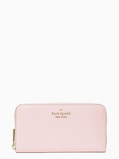 Not only does this large wallet have multiple card slots billfold compartments and zip pockets at the interior it has a very pretty exterior. In this case we think more is more. | Kate Spade Staci Large Continental Wallet, Chalk Pink Pink Kate Spade Wallet, Pink Formal Wallet With Zipper Closure, Cute Wallet Aesthetic, Cute Wallets For Women, Kate Spade Pink Wallet, Aesthetic Wallet, Greek Drawing, Wallet Aesthetic, Kate Spade Wallet Pink