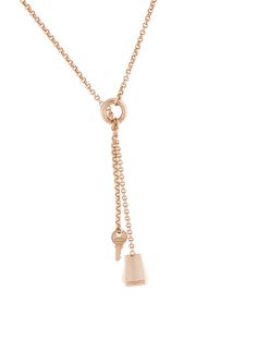 Hermès 18K Kelly Clochette Small Lavalier Necklace - 18K Rose Gold Lavalier, Necklaces - HER636039 | The RealReal Luxury Amulet Necklace With Box Chain, Luxury Rose Gold Box Chain Necklace, Luxury Amulet Box Chain Necklace, Luxury Rose Gold Square Pendant Necklace, Hermes Necklace Pink, Cartier Jewelry, Belt Shop, Work Bags, Saint Laurent Bag