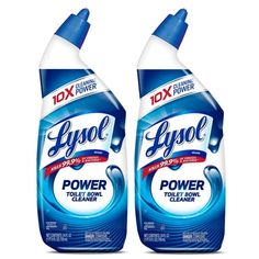 two bottles of lysol power toilet cleaner