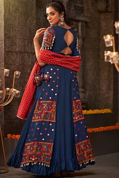 Buy Navratri Special Engaging Blue Color Viscose Rayon Fabric Embroidered online from SareesBazaar IN at lowest prices Blue Chaniya Choli Navratri, Blue Chaniya Choli, Garba Dresses, Navratri Outfits, Navratri Lehenga, Garba Dress, Cotton Lehenga, Navratri Festival