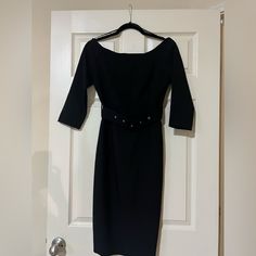 New Dress, Size: Small, Color: Black. 3/4 Long Slightly Off Shoulder Sleeves. Dress Comes With A Belt. Off Shoulder Sleeves, Long Sleeve Shift Dress, Camisole Dress, Bow Detail Dress, Sleeves Dress, Red Midi Dress, Women Midi, Midi Shirt Dress, Midi Maxi Dress