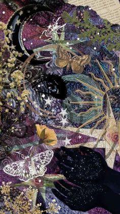 an altered collage of flowers and butterflies