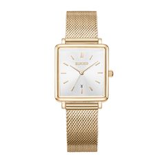 Elevate your look with the Daisy, a glamorous watch accented with a sunshine dial. The dial delivers refined date functionality. Slip it on to lend a luxe touch to any look. Elevate Your Look, Silver Gold, Daisy, Black Leather, Mesh, Silver, Leather, Gold