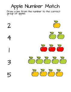 an apple number match worksheet for kids to learn how to count the apples