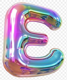 the letter e is made out of shiny foil, and it looks like an uppercase