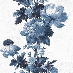 sample vintage floral stripe peel stick wallpaper in blue by roommates for york wallcoverings 1 Blue Patterned Wallpaper, Wallpaper In Blue, Roommate Decor, Victorian Gardens, Patterned Wallpaper, Room Visualizer, Victorian Garden, Bright Florals, Affordable Decor