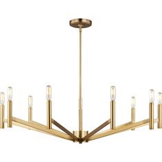 a large brass chandelier with six lights on the bottom and one light in the middle