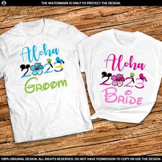 two personalized shirts for the bride and groom