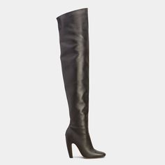 Bottega Veneta soft calf leather over-the-knee boots 4.00 in / 100 mm stiletto heel Pointed toe Half-zip eases dress Leather/Rubber outsole Made in Italy Luxury Knee-high Boots For Evening, Luxury Evening Knee-high Boots, Chic Calf Leather Over-the-knee Heeled Boots, Chic Over The Knee Calf Leather Heeled Boots, Sleek Over-the-knee Evening Boots, Modern Leather Thigh High Heeled Boots, Modern Thigh High Leather Heeled Boots, Modern Thigh-high Leather Heeled Boots, Luxury Thigh High Boots For Evening