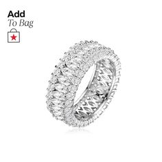 in stock Macy's Silver Cubic Zirconia Diamond Ring, Macy's Silver Diamond Ring Vvs Clarity, White Sterling Silver Eternity Band With Vvs Clarity, White Marquise Cut Cubic Zirconia Eternity Band, Luxury White Gold Cubic Zirconia Eternity Band, Eternity Ring, Cubic Zirconia, Gold Plate, Plating