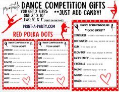 the red polka dots dance competition gift list