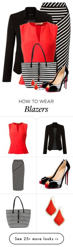 "Pop of Red" by jessicagreene123 on Polyvore featuring Karen Millen, Etro, Christian Louboutin and Kendra Scott Blazer Set, Business Outfit