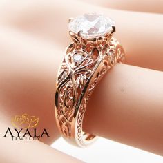 14K Rose Gold Filigree Right Hand Ring Antique inspired Rose Gold Filigree Ring, Filigree Wedding Ring, Emerald Ring Engagement Diamond, Filigree Ring Gold, Jewelry Certificate, Extraordinary Jewelry, Right Hand Ring, Popular Engagement Rings, Pretty Jewelry Necklaces