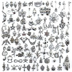 PRICES MAY VARY. Material: Alloy, Metal. Size: approx 0.5" - 1.57" (12-40 mm). Package including: 100 pieces. Cute addition to Halloween makeup decoration. Exquisite and classical design charms.It can be used in all kinds of decoration. Great DIY gift for your friends,lovers or yourself to creat unique eye-catching DIY lucky charms. Perfect for necklace, bracelet, dangle, scrapbooking project, keychain, keyring, sweater chain, anklet, cellphone decorative accessories, etc. Best choice for jewelr Bracelets Liberty, Sharpie Crafts, Steampunk Pendant, Beads Candy, Diy Collier, Amazon Discounts, Antique Silver Jewelry, Beading Crafts, Bottle Charms