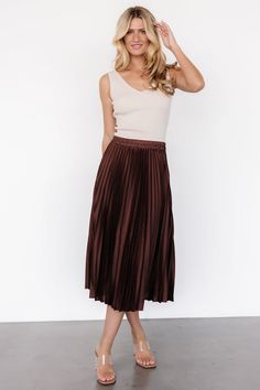 Paula Satin Maxi Dress | Jade Multi | Baltic Born Elegant Brown Skirt For Date Night, Elegant Fall Dresses With Elastic Waistband, Chic Brown Midi Length Skirt, Elegant Brown Midi-length Skirt, Elegant Brown Midi Length Skirt, Elegant Brown Midi Skirt, Church Skirts, Cocktail Jumpsuit, Baltic Born