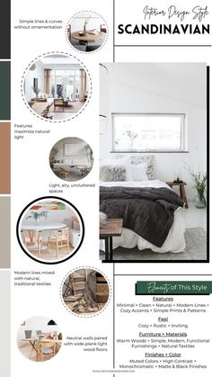 an advertisement for a bedroom and living room with white walls, wood flooring and furniture