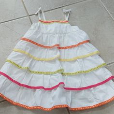 So Cute For Summer, Citrus Line From Gymboree, Never Wore White Sundress For Summer Dress-up, Playful White Sundress For Beach, Fun White Summer Dresses, White Sundress For Dress-up In Summer, White Sundress For Dress-up Occasions In Summer, Fun White Beach Dress, Cute White Ruffled Sundress, Fun White Cotton Dress, White Spring Sundress For Dress-up