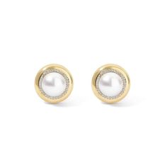 Indulge in timeless elegance with our Large Candy Button Pearl Studs. Each pair showcases a lustrous Mabe Pearl gracefully encased in radiant gold settings, exuding sophistication and charm. Versatile enough to complement both casual and formal attire, these earrings effortlessly elevate any ensemble. Treat yourself or someone special to the classic beauty and enduring allure of these exquisite pearl earrings. 14K Yellow Gold Mabe Pearls = 12mm Diamond Halo weight = 0.42 carats Button size = 19m Elegant Round Jewelry With Classic Design, Elegant Earrings With Timeless Design, Elegant Round Everyday Luxury Earrings, Elegant 14k Gold Earrings With Shiny Finish, Elegant Everyday Luxury Round Earrings, Elegant Polished Earrings For Wedding, Classic Evening Jewelry With Pave Setting, Formal Yellow Gold Jewelry With Classic Design, Elegant Jewelry With Shiny Finish And Round Shape