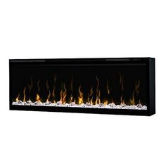 an electric fireplace with flames on the side