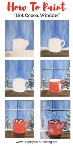 how to paint hot cocoa window with step by step instructions for painting coffee mugs