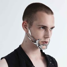 Jaw Jewelry, Jaw Accessory, Alien Face, Metal Mask, Face Jewellery, Open Bangle, Lip Ring, Masquerade Mask, Mask Party