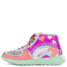 STRIDE OF PRIDE SNEAKERS – TiltedSole.com Trendy Multicolor Glitter Sneakers, Rainbow Boots, Irregular Choice Shoes, Glitter Rainbow, Mermaid Design, Trainers Shoes, Irregular Choice, Rainbow Design, Shoe Size Conversion