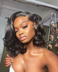 UNice Bye Bye Knots Wig 7x5 Lace Frontal Black Feathered Bob Wig Short Wave, Wig Short, Have Inspiration, Body Wave Wig, Short Bob Wigs, Bob Wig, Brazilian Human Hair, Makati, Short Bob Hairstyles