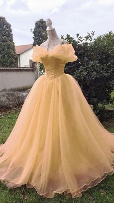 Tulle Princess Dress, Belle Gown, Beauty And The Beast Costume, Dresses Yellow, Fest Outfits, Costume Ball, A Line Evening Dress, 파티 드레스, Belle Dress