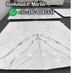 a white marble counter top with the words bookmatch marble on it and an image of