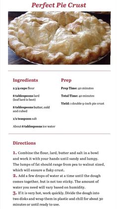 the recipe for perfect pie crust