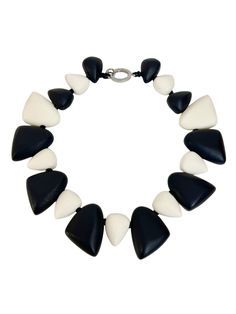 Classic Black and Ivory collar-style chunky necklace. Resin large beads. 21 INC/53 CM, 9 OZ. The beads form a circular shape, and the necklace will maintain its shape. Black And White Necklace, Black And White Necklaces, Necklace Resin, Large Beads, White Necklace, Chunky Necklace, Collar Necklace, Triangles, Formal Occasion