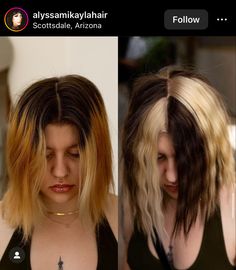 Checkered Hair Color, Mama Hair, Color Block Hair, Shaggy Long Hair, Split Dyed Hair, Hair Patterns, Dyed Hair Inspiration, Split Hair, Hair Artist