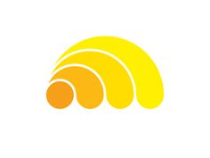 an orange and yellow logo on a white background