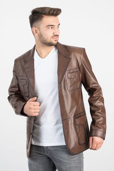 CAMEL Genuine Leather Jacket , Our products are 100% genuine leather; It is produced in master hands with quality materials and delicate hand workmanship. Luxury Brown Leather Jacket With Pockets, Business Brown Leather Sport Coat, Brown Leather Winter Sport Coat, Classic Brown Leather Sport Coat, Winter Brown Leather Sport Coat, Cognac Leather Jacket For Workwear, Brown Leather Blazer With Leather Lining, Classic Brown Blazer With Leather Lining, Brown Leather Business Blazer