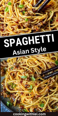 Bored of the red tomato sauce pasta? Try these Asian-style ground beef spaghetti Ground Beef Linguine Recipes, Chinese Spaghetti Noodles, Asian Ground Beef Noodles, International Potluck Ideas, Asian Spaghetti Noodles, Pasta Recipes Asian, Noddle Recipes Dinners, Spicy Spaghetti Recipes, Korean Spaghetti