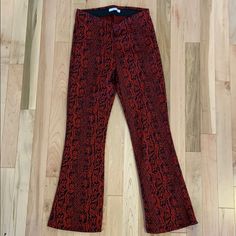 Brand New Zara Pants. Red Snake Skin Super Funky. Slight Flare At The Bottom. Red Stretch Straight Leg Pants, Casual Red Flare Pants, Red Straight Pants For Night Out, Zara Red Wide Leg Bottoms, Trendy Red Zara Pants, Red Stretch Pants For Fall, Red Straight Leg Bottoms For Night Out, Chic Red Pants For Fall, Red Pants For Night Out In Fall