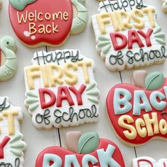 decorated cookies with the words back to school on them