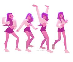 the woman is dancing in different poses