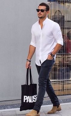 White Shirt Men, Mens Style Guide, Outfit Jeans, Mens Fashion Casual Outfits, Stylish Mens Outfits, Hoodie Outfit