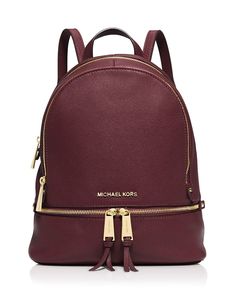 MICHAEL Michael Kors Small Rhea Zip Backpack | Bloomingdale's Small Leather Backpack, Backpacks Accessories, Leather Rucksack, Kelly Bag