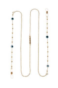 Imitation gold plated Brass & steel & zinc Acrylic & rubber 31" Gold Glass Jewelry With Beaded Chain, Gold Glass Necklace With Adjustable Chain, Adjustable Gold Glass Necklaces, Glass Necklaces With Gold Chain For Gift, Gold Beaded Metal Glasses Chains, Adjustable Gold Beaded Necklace With Chain, Adjustable Gold Beaded Necklace With Satellite Chain, Gold Beaded Necklace With Satellite Chain, Gold Beaded Glass Jewelry