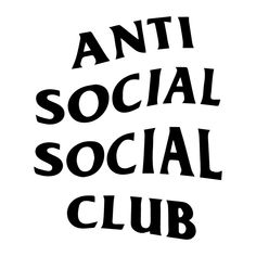 the anti social social club logo, with black and white lettering on a white background