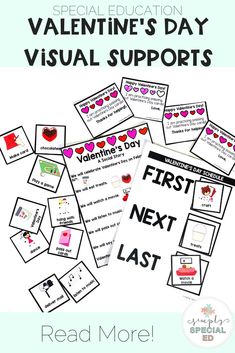 valentine's day visual workbook for kids with pictures and words on the page