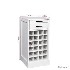 a white cabinet with drawers on the bottom and one drawer at the top that is open