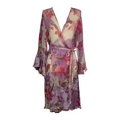 Leonard - (Made in Italy) Silk crepe wrap dress. Size 44FR. Additional information: Condition: Very good condition Dimensions: Shoulder width: 50 cm - Chest: 50 cm - Sleeve length: 50 cm - Length: 100 cm Seller Reference: FV47 Silk Draped Dress With Floral Embroidery, Elegant Silk V-neck Dress With Floral Print, Silk V-neck Dress With Floral Embroidery, Silk V-neck Floral Print Dress, Silk Floral Print V-neck Dress, Silk Crepe, Evening Gowns, Wrap Dress, Evening Dresses